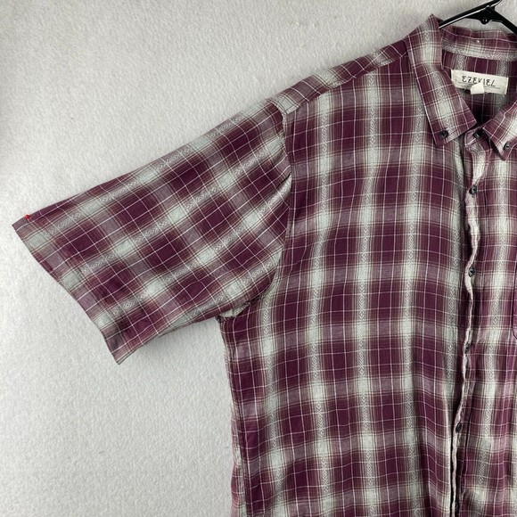 Ezekiel Button-Up Shirt Mens XL Multicolor Plaid Short Sleeve Button Collar - Picture 5 of 16